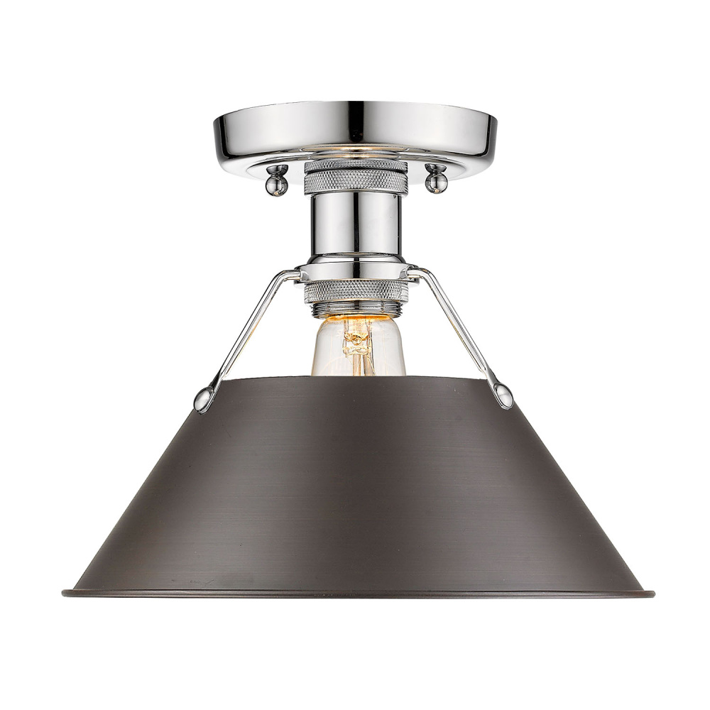 Yep by Golden Lighting Orwell 1-light Flush Mount in Chrome and Rubbed Bronze shade